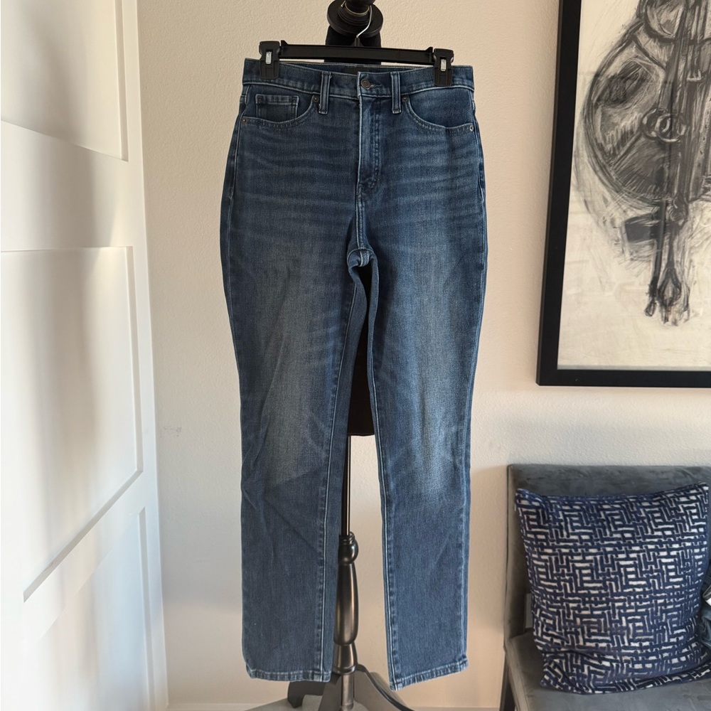 Banana Republic Indigo Denim Straight Leg High Rise Jeans